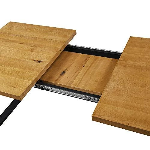 BERN Oak Extending Dining Table - 6 to 8 Seater Industrial Wood Table with Black Metal Legs 13 BERN Oak Extending Dining Table - 6 to 8 Seater Industrial Wood Table with Black Metal Legs - Image 13