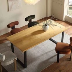 BERN Oak Extending Dining Table - 6 to 8 Seater Industrial Wood Table with Black Metal Legs 16 BERN Oak Extending Dining Table - 6 to 8 Seater Industrial Wood Table with Black Metal Legs -Daals Store BSD 002 OAK scene2