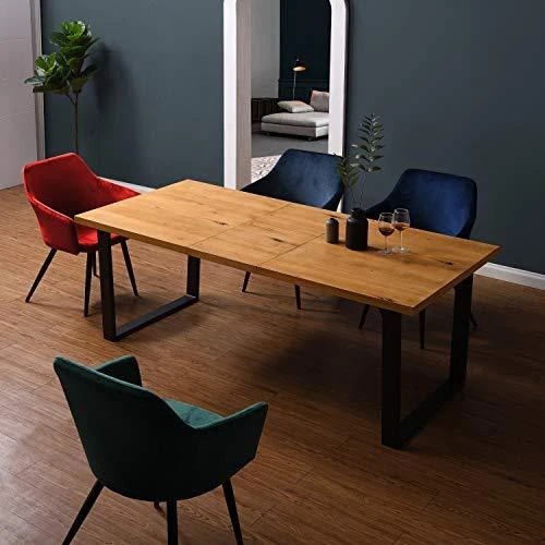 BERN Oak Extending Dining Table - 6 to 8 Seater Industrial Wood Table with Black Metal Legs 5 BERN Oak Extending Dining Table - 6 to 8 Seater Industrial Wood Table with Black Metal Legs - Image 5