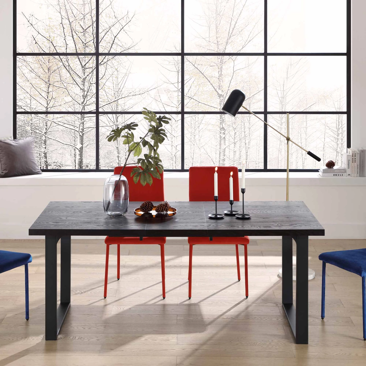 BERN 6-8 Seater Dark Oak Extending Dining Table With Metal Legs 5 BERN 6-8 Seater Dark Oak Extending Dining Table With Metal Legs - Image 5