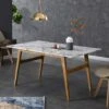 ASCONA White Marble Effect 6-Seater Dining Table With Solid Oak Legs -Daals Store BSD 003 WHITE main