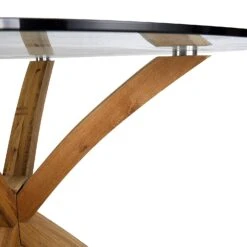 Lugano 110cm Round Glass Top Solid Oak Legs Dining Table 15 Lugano 110cm Round Glass Top Solid Oak Legs Dining Table -Daals Store BSD 004 OAK detail2