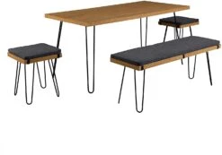 MEILEN Oak Dining Table Set With 2 Stools And 1 Dining Bench -Daals Store BSD 005 OAK WB1