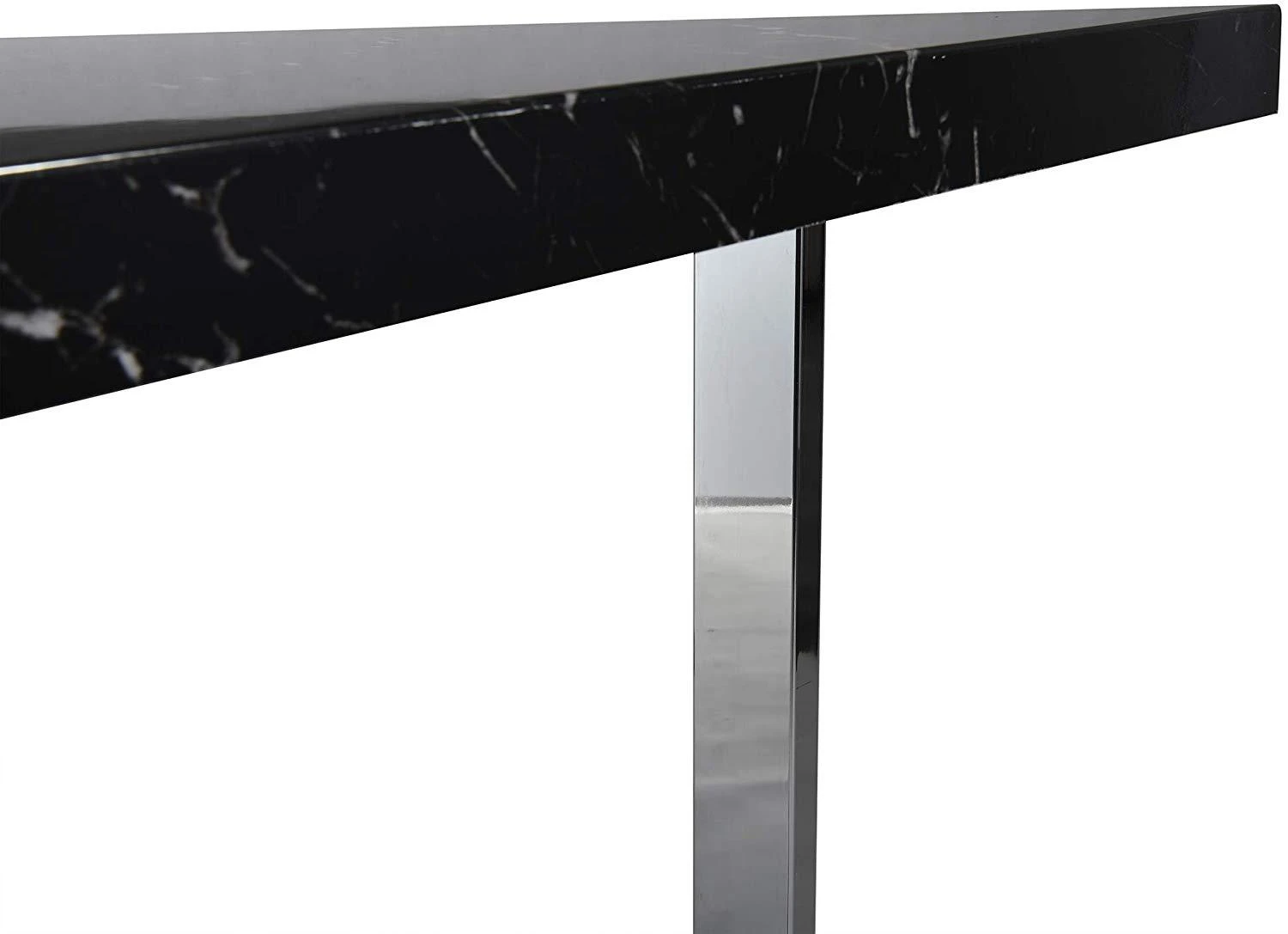 BIASCA 6-Seater High Gloss Marble Effect Dining Table With Silver Chrome Legs Black 9 BIASCA 6-Seater High Gloss Marble Effect Dining Table With Silver Chrome Legs Black - Image 9