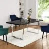 BIASCA 6-Seater High Gloss Marble Effect Dining Table With Silver Chrome Legs Black -Daals Store BSD 006 BLACK main