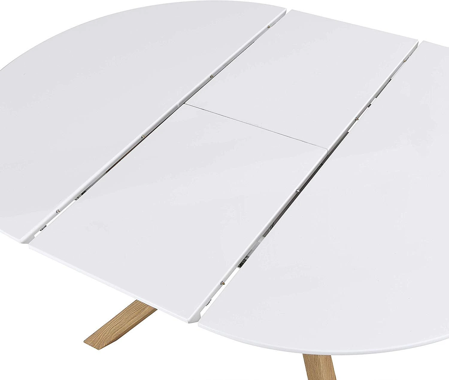 Grenchen White High Gloss Extendable Dining Table β 4 to 6 Seater Round to Oval with Wood Effect Legs 6 Grenchen White High Gloss Extendable Dining Table β 4 to 6 Seater Round to Oval with Wood Effect Legs - Image 6