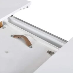 Grenchen White High Gloss Extendable Dining Table β 4 to 6 Seater Round to Oval with Wood Effect Legs 16 Grenchen White High Gloss Extendable Dining Table β 4 to 6 Seater Round to Oval with Wood Effect Legs -Daals Store BSD 008 WHITE detail3