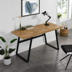 KLOTEN Oak Desk With Black Metal Legs 12 KLOTEN Oak Desk With Black Metal Legs -Daals Store BSD 009 OAK scene2