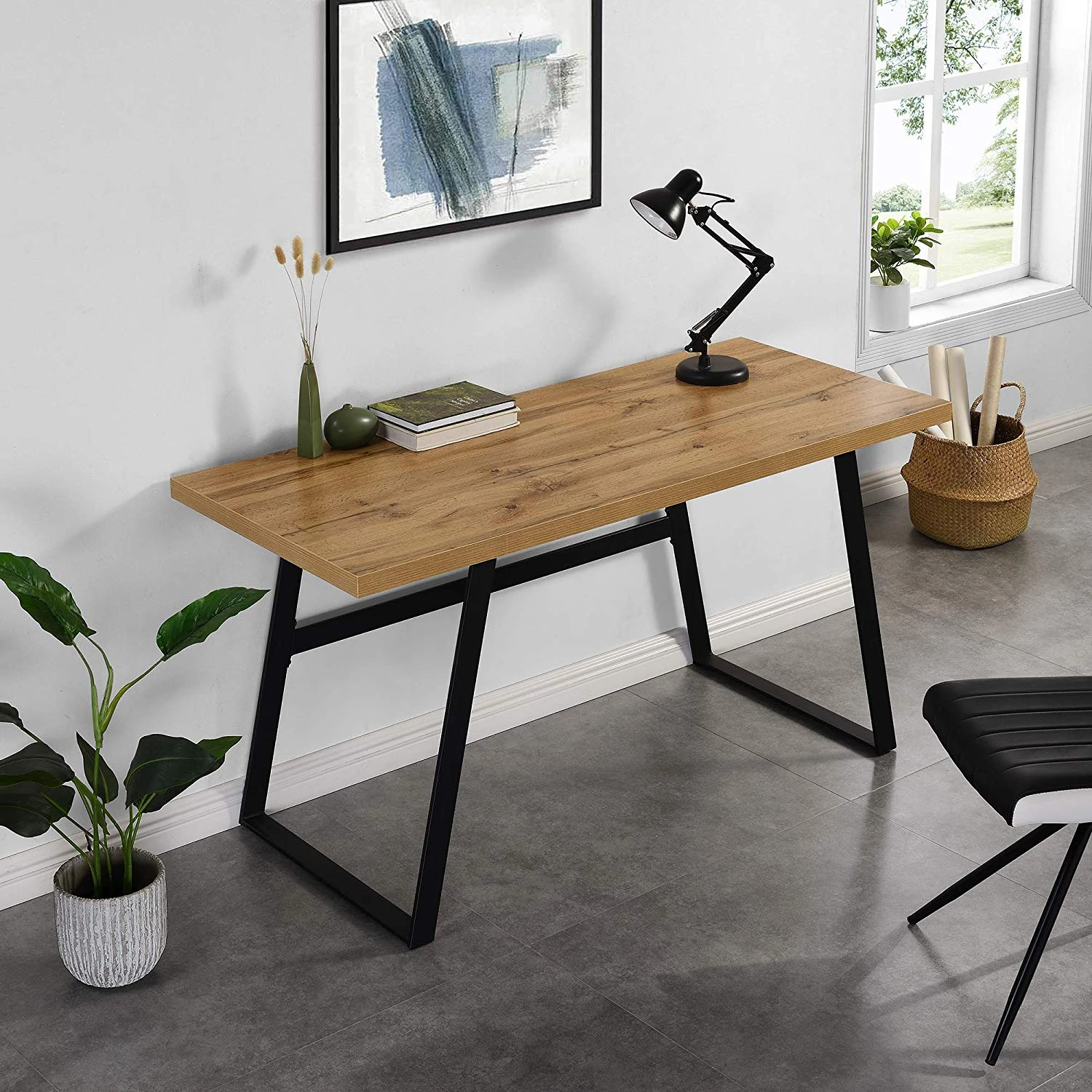 KLOTEN Oak Desk With Black Metal Legs 3 KLOTEN Oak Desk With Black Metal Legs - Image 3