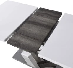 BASEL High Gloss White Extendable Dining Table 6 To 8-Seater With Stainless Steel Base 14 BASEL High Gloss White Extendable Dining Table 6 To 8-Seater With Stainless Steel Base -Daals Store BSD 010 detail1