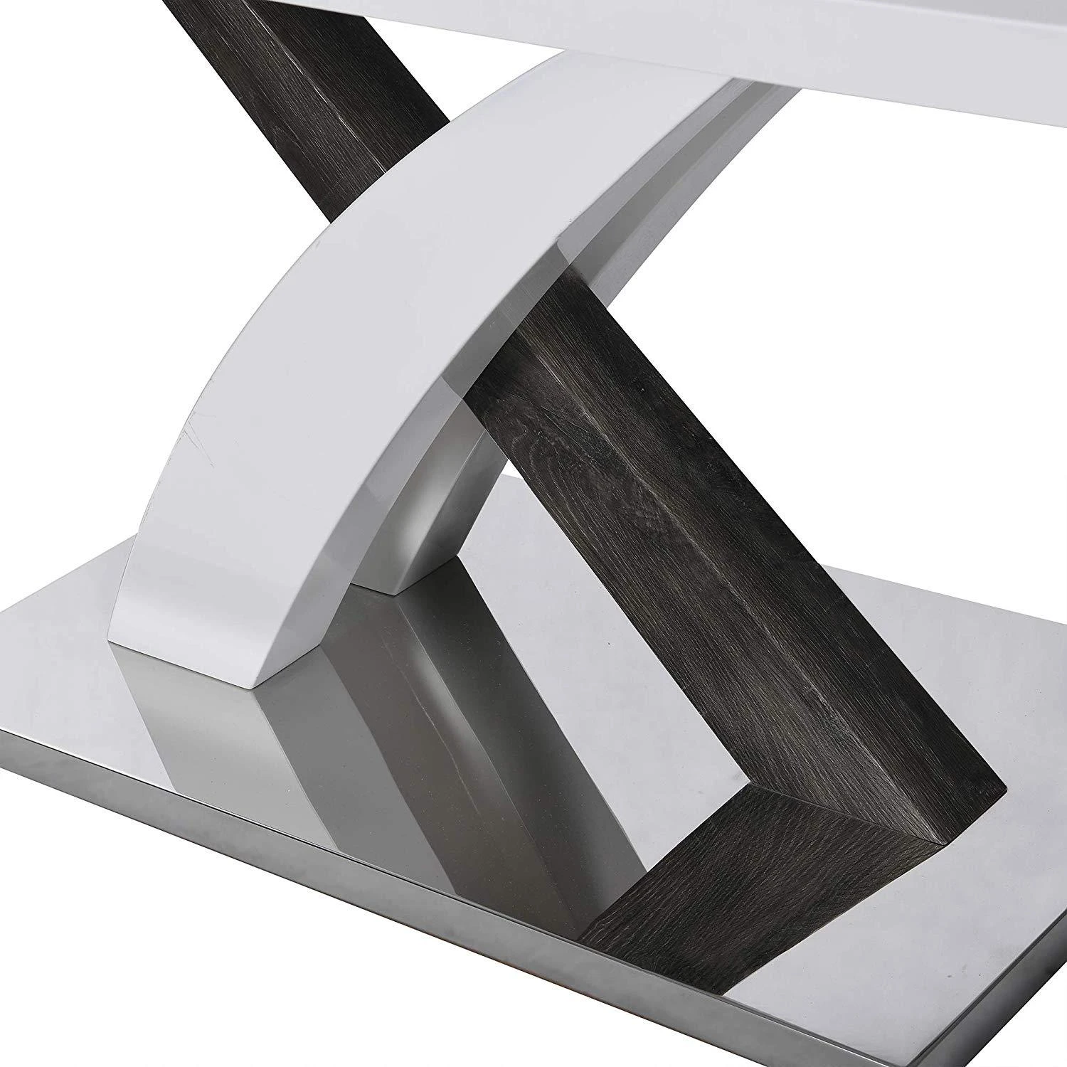 BASEL High Gloss White Extendable Dining Table 6 To 8-Seater With Stainless Steel Base 9 BASEL High Gloss White Extendable Dining Table 6 To 8-Seater With Stainless Steel Base - Image 9