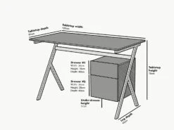 SION Desk With Drawer & Cupboard Oak -Daals Store BSD 013 CHART