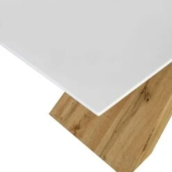 Orillia 160cm Dining Table – High Gloss White Top with Wotan Oak Effect Angular Legs -Daals Store BSD 016 WHITE detail1