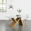 Orillia 160cm Dining Table – High Gloss White Top with Wotan Oak Effect Angular Legs -Daals Store BSD 016 WHITE main