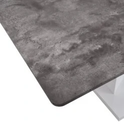 Goswell Grey Concrete Effect and High Gloss White Extending Dining Table - 6 to 8 Seater Modern Pedestal Table -Daals Store BSD 018 CONCRETE detail1