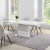 Hayne High Gloss White Extending Dining Table - 6 to 8 Seater Modern Pedestal Table -Daals Store BSD 019 WHITE main