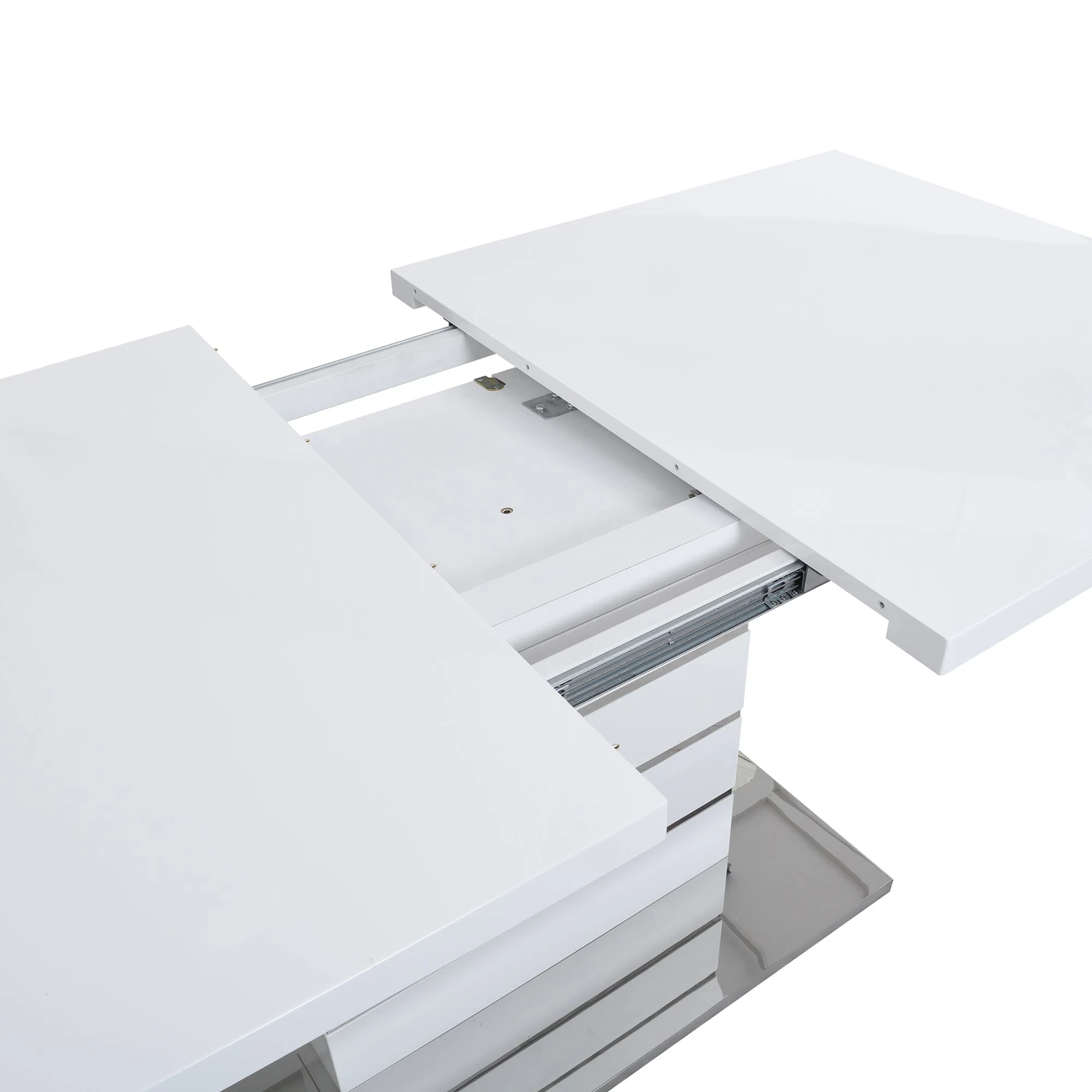 Hayne High Gloss White Extending Dining Table - 6 to 8 Seater Modern Pedestal Table 10 Hayne High Gloss White Extending Dining Table - 6 to 8 Seater Modern Pedestal Table - Image 10