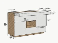 Yukon High Gloss White 2 In 1 Desk Or Sideboard With Extendable Top -Daals Store BSD 021 CHART