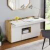 Yukon High Gloss White 2 In 1 Desk Or Sideboard With Extendable Top -Daals Store BSD 021 main