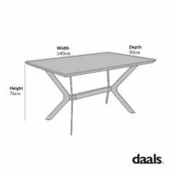 Granby Wotan Oak Effect 140cm Dining Table With Geometric Metal Legs 13 Granby Wotan Oak Effect 140cm Dining Table With Geometric Metal Legs -Daals Store BSD 024 CHART