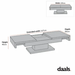 Blythe Two Block Sliding Storage Coffee Table 14 Blythe Two Block Sliding Storage Coffee Table -Daals Store BSD 025 CHART