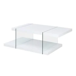 Albion White High Gloss And Glass Coffee Table -Daals Store BSD 026 WHITE WB1