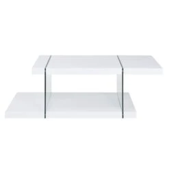 Albion White High Gloss And Glass Coffee Table -Daals Store BSD 026 WHITE WB2
