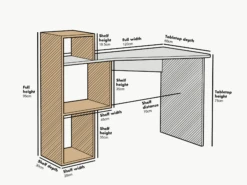 Mason White High Gloss Desk With Oak Effect Shelves -Daals Store BSD 027 CHART