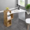 Mason White High Gloss Desk With Oak Effect Shelves -Daals Store BSD 027 main