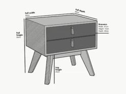 Tallis Two Tone Bedside Table With 2 Drawers 12 Tallis Two Tone Bedside Table With 2 Drawers -Daals Store BSD 034 CHART