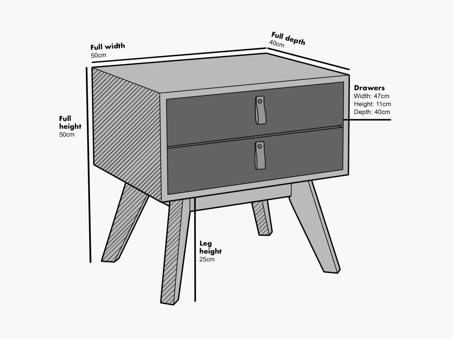 Tallis Two Tone Bedside Table With 2 Drawers 5 Tallis Two Tone Bedside Table With 2 Drawers - Image 5