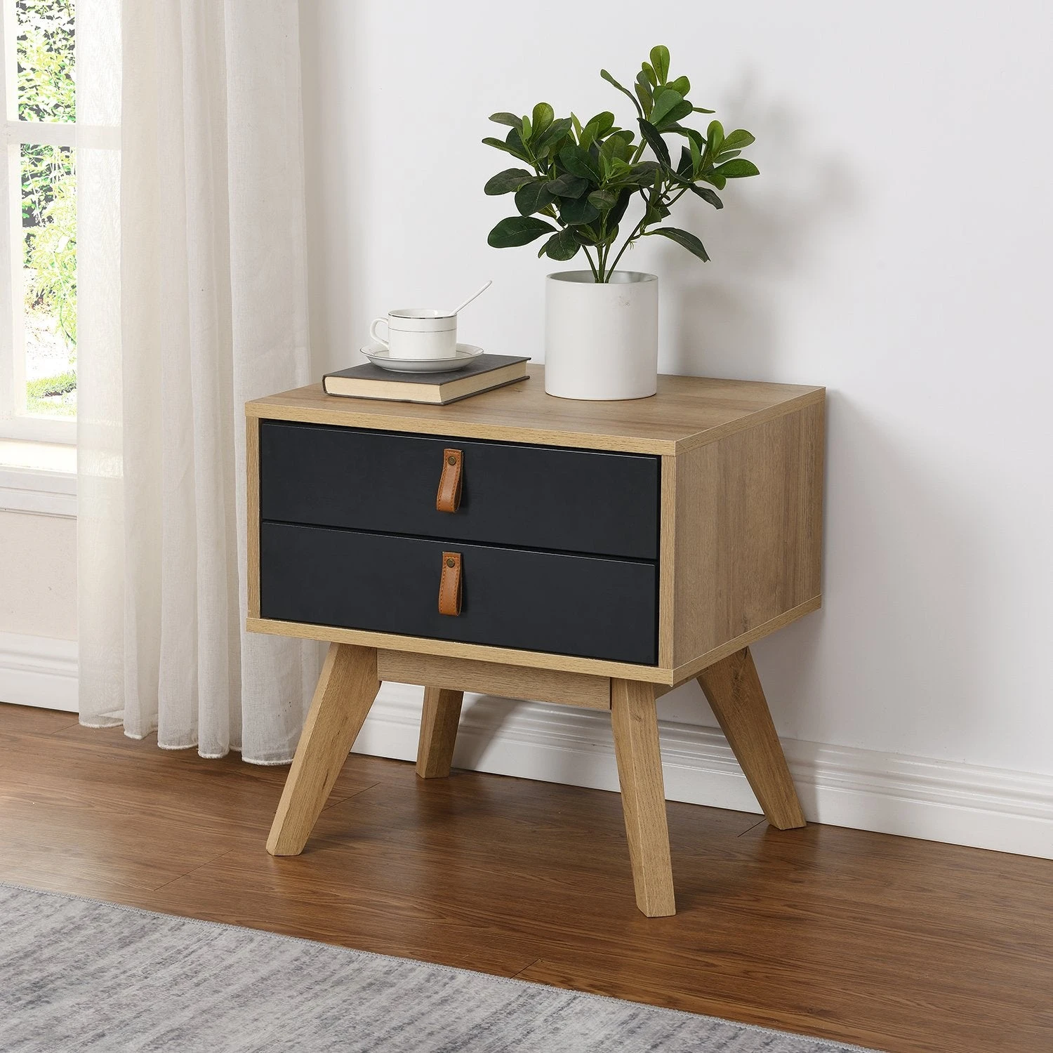Tallis Two Tone Bedside Table With 2 Drawers 1 Tallis Two Tone Bedside Table With 2 Drawers