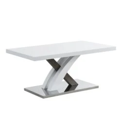 Basel High Gloss White Coffee Table With Stainless Steel Base -Daals Store BSD 040 WB2