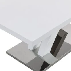 Basel High Gloss White Coffee Table With Stainless Steel Base -Daals Store BSD 040 detail2