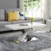 Basel High Gloss White Coffee Table With Stainless Steel Base -Daals Store BSD 040 main
