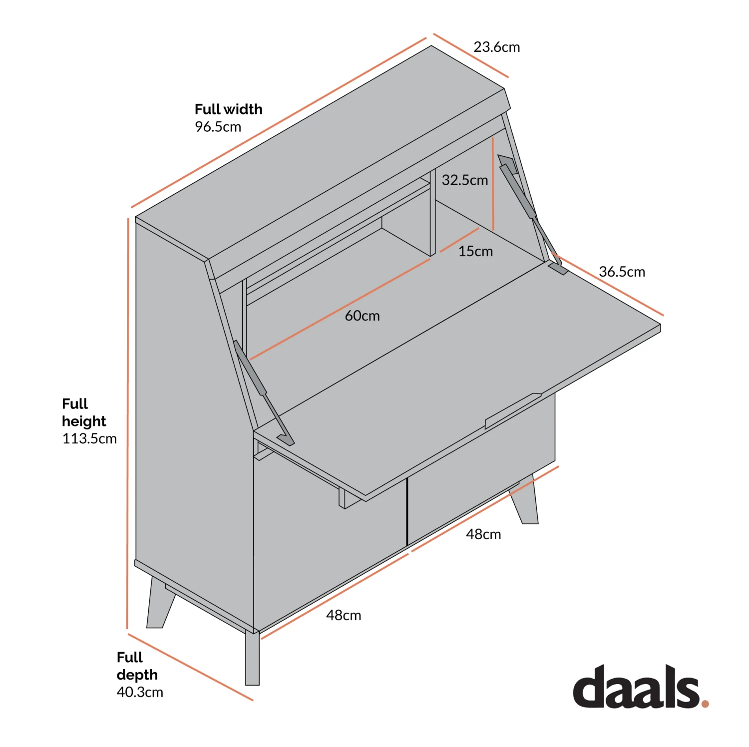 Ernest Writing Bureau In White & Oak Colour 5 Ernest Writing Bureau In White & Oak Colour - Image 5