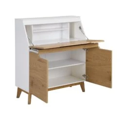 Ernest Writing Bureau In White & Oak Colour 12 Ernest Writing Bureau In White & Oak Colour -Daals Store BSD 047 OAK WB2