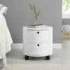 DOLIO Drum Chest Bedside Table, Barrel Side Table With Drawers High Gloss White 2 Drawer -Daals Store BSD 049 WHITE main