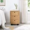 DOLIO Drum Chest Bedside Table, Barrel Side Table With Drawers Oak 3 Drawer -Daals Store BSD 050 OAK main