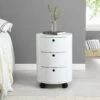 DOLIO Drum Chest Bedside Table, Barrel Side Table With Drawers High Gloss White 3 Drawer 20 DOLIO Drum Chest Bedside Table, Barrel Side Table With Drawers High Gloss White 3 Drawer -Daals Store BSD 050 WHITE main