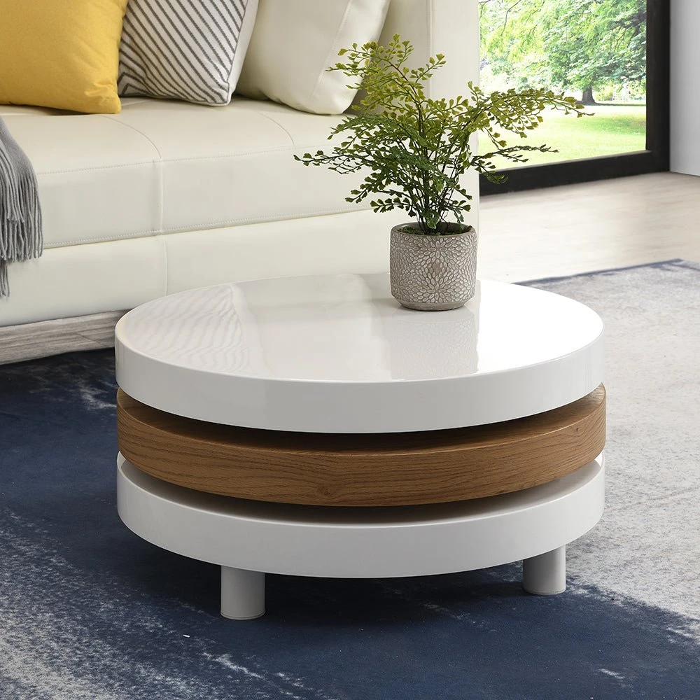Gomboc 3 Tier High Gloss Rotating Coffee Table 2 Gomboc 3 Tier High Gloss Rotating Coffee Table - Image 2