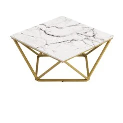 Giulia Marble Effect Square Coffee Table -Daals Store BSD 056 WHITEGOLD WB1