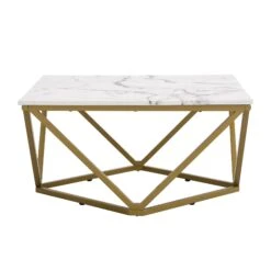 Giulia Marble Effect Square Coffee Table -Daals Store BSD 056 WHITEGOLD WB3