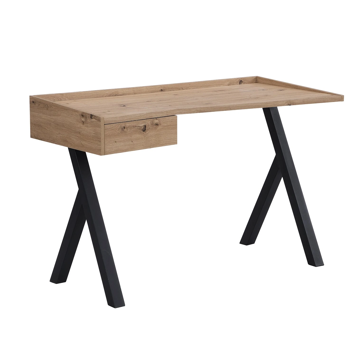 Lytton 1-Drawer Oak Effect Desk With Angled Desk Top 4 Lytton 1-Drawer Oak Effect Desk With Angled Desk Top - Image 4