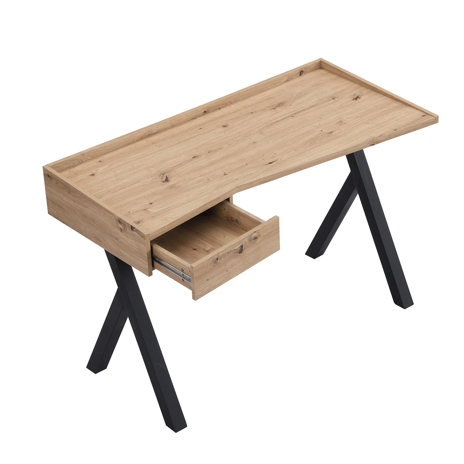 Lytton 1-Drawer Oak Effect Desk With Angled Desk Top 8 Lytton 1-Drawer Oak Effect Desk With Angled Desk Top - Image 8