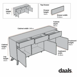 Weston Oak Effect 3 Door 3 Drawer Large Sideboard 21 Weston Oak Effect 3 Door 3 Drawer Large Sideboard -Daals Store BSD 077 CHART
