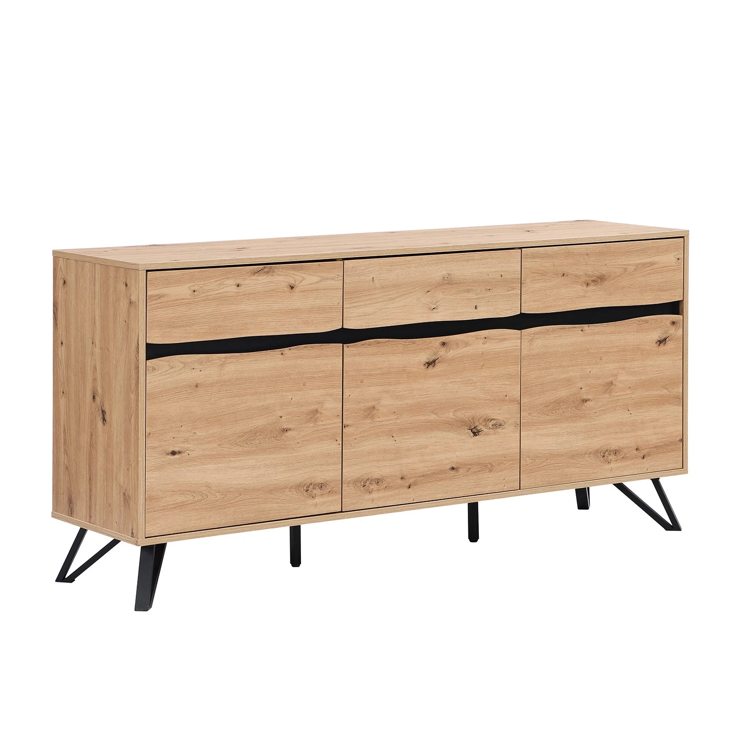 Weston Oak Effect 3 Door 3 Drawer Large Sideboard 7 Weston Oak Effect 3 Door 3 Drawer Large Sideboard - Image 7