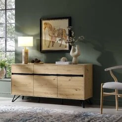 Weston Oak Effect 3 Door 3 Drawer Large Sideboard