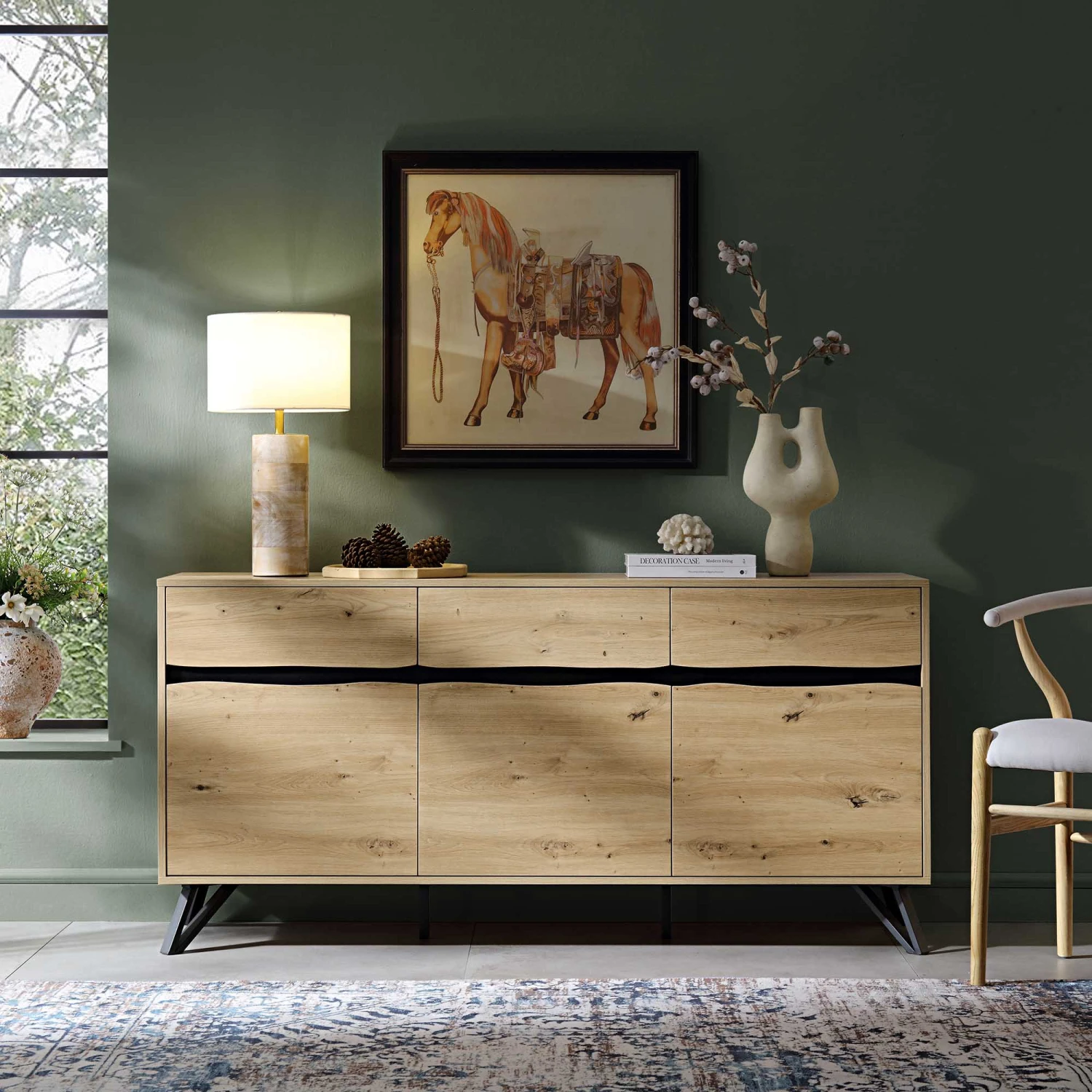 Weston Oak Effect 3 Door 3 Drawer Large Sideboard 2 Weston Oak Effect 3 Door 3 Drawer Large Sideboard - Image 2