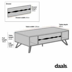 Weston Oak Effect Coffee Table -Daals Store BSD 079 CHART